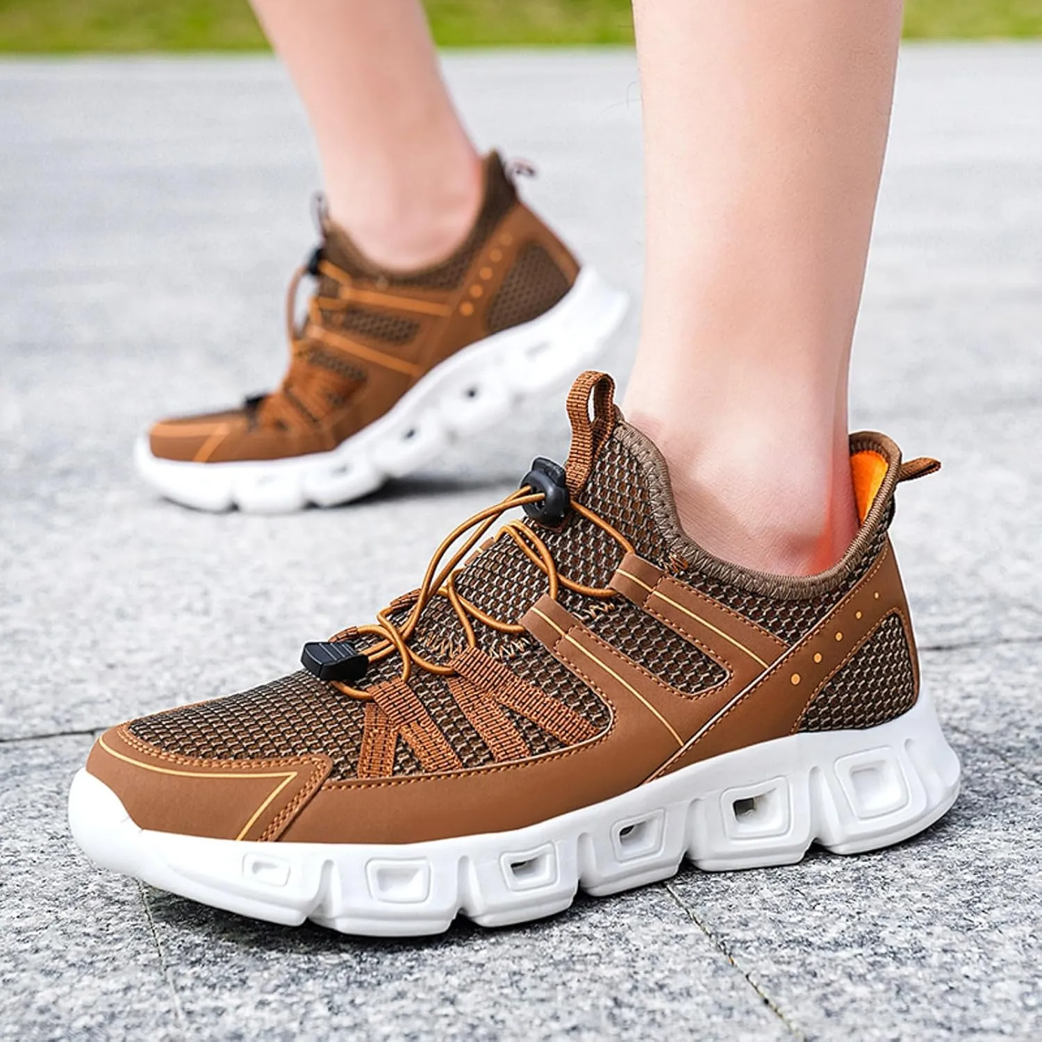 Athletic Fashion Sneakers for Men Breathable Elastic Fly Woven Mesh Sneaker Men's Lightweight Cushion Sneakers