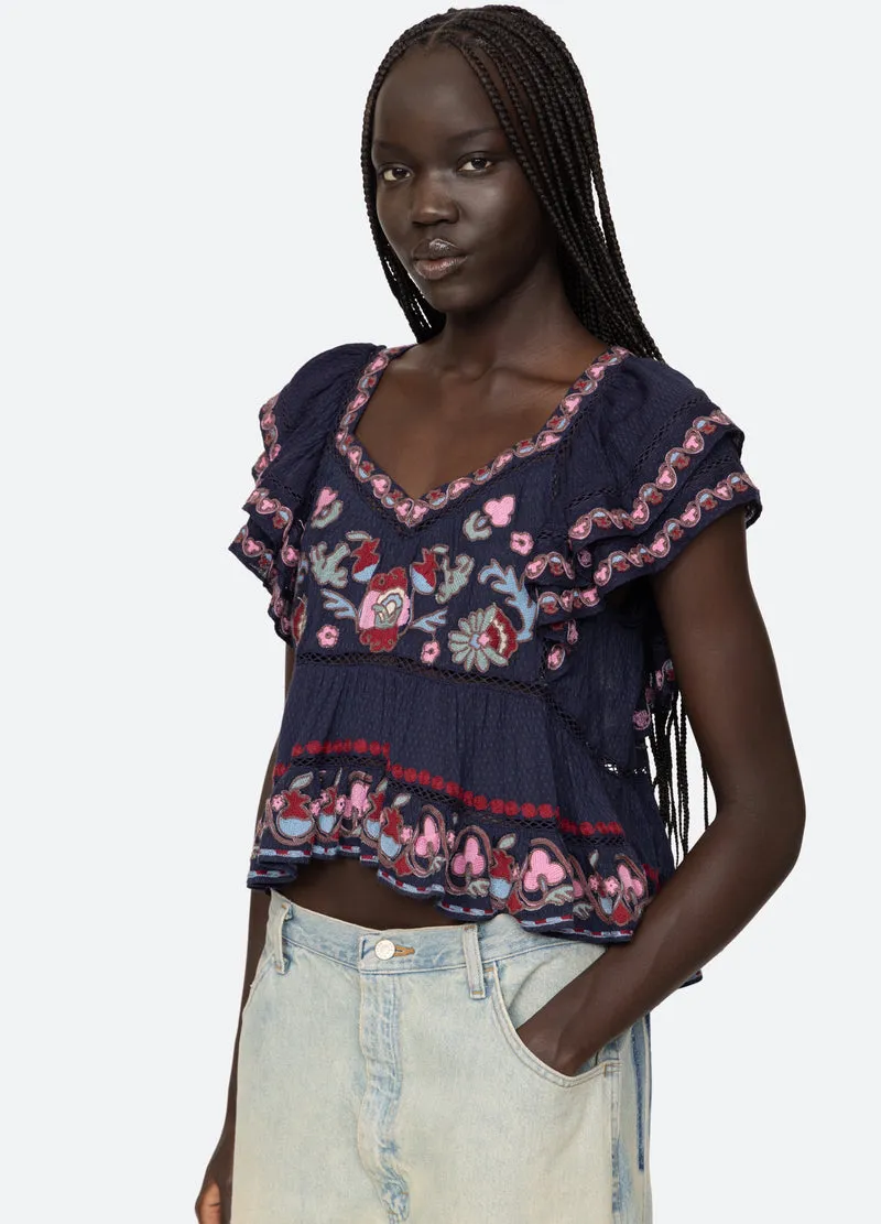 Blouse Eclisse Embroide Ss24-101 Navy