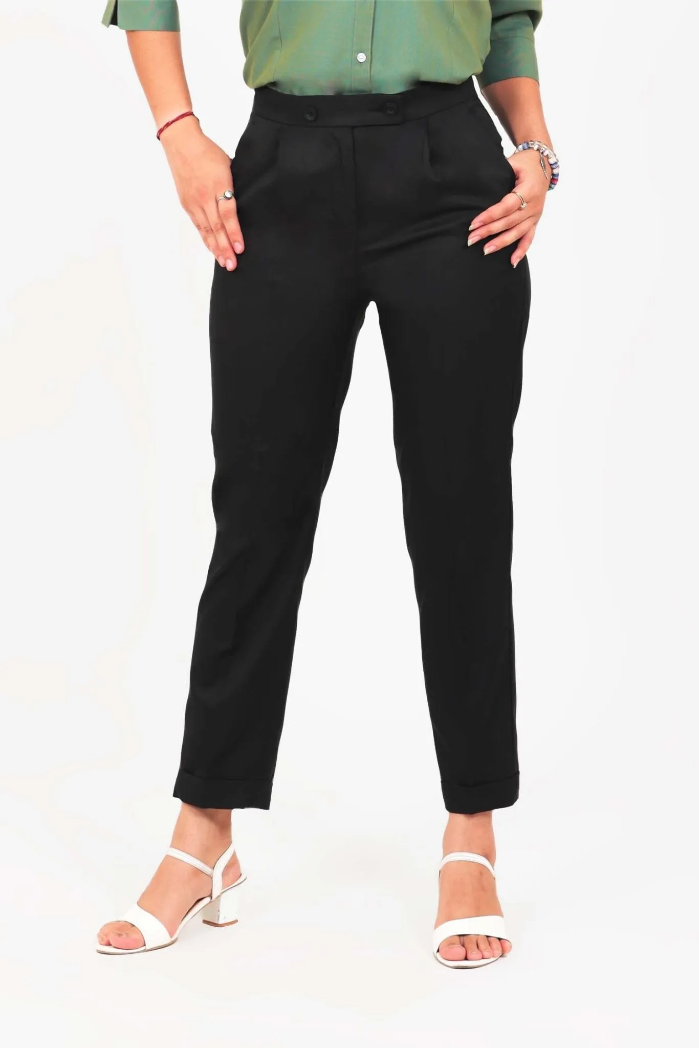 Bluebird Women Black Solid Casual Trouser