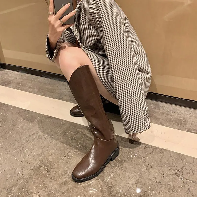 Casual Flat Retro High-top Knight Boots