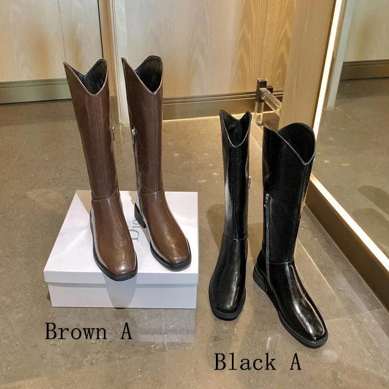 Casual Flat Retro High-top Knight Boots