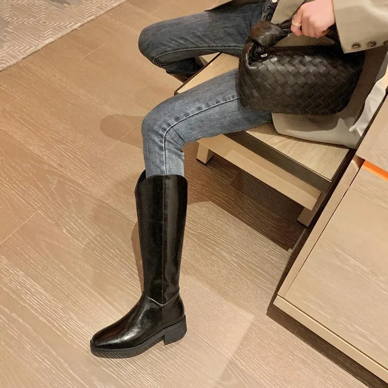 Casual Flat Retro High-top Knight Boots