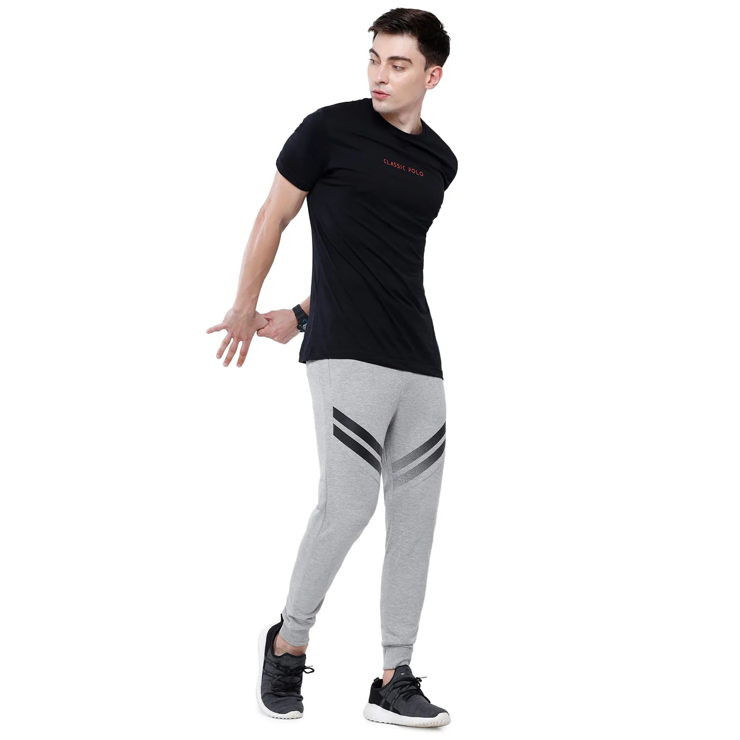 Classic Polo Men's Grey Printed Melange Slim Fit Trendy Jogger Pant - Gioz-06 B