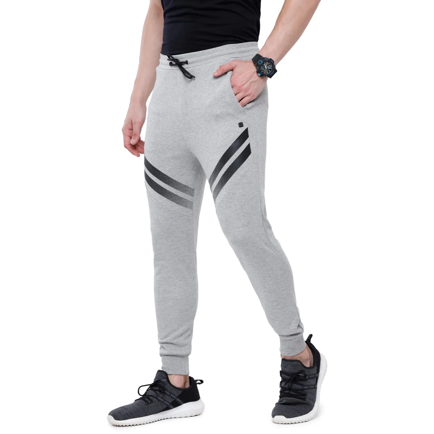 Classic Polo Men's Grey Printed Melange Slim Fit Trendy Jogger Pant - Gioz-06 B