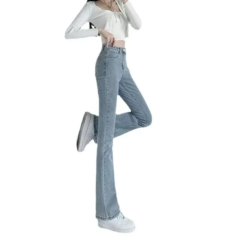 Dames High Waist Slim Fit Flared Broek