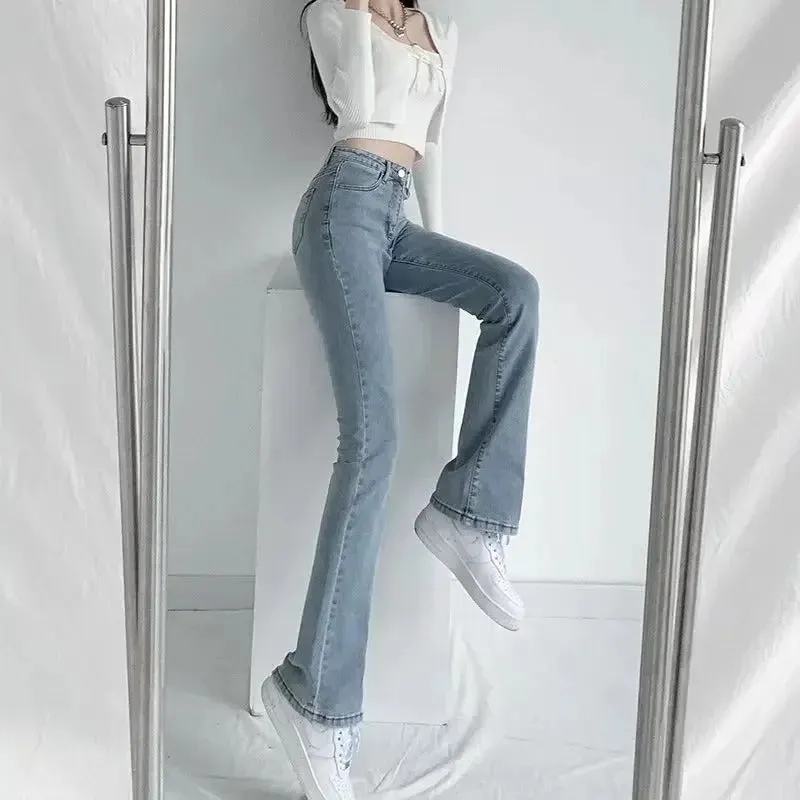 Dames High Waist Slim Fit Flared Broek