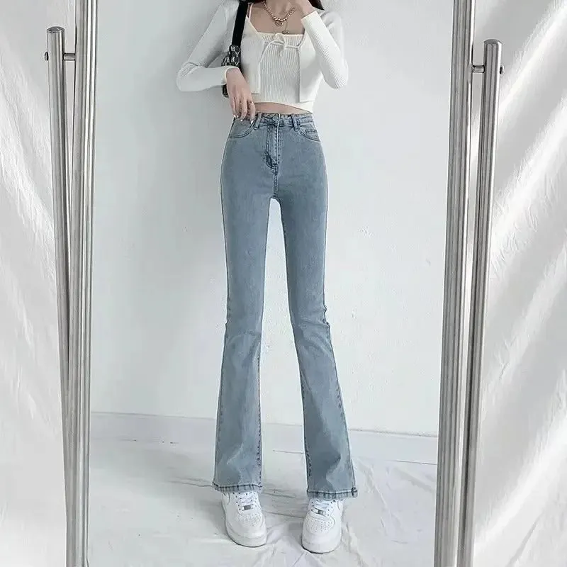 Dames High Waist Slim Fit Flared Broek
