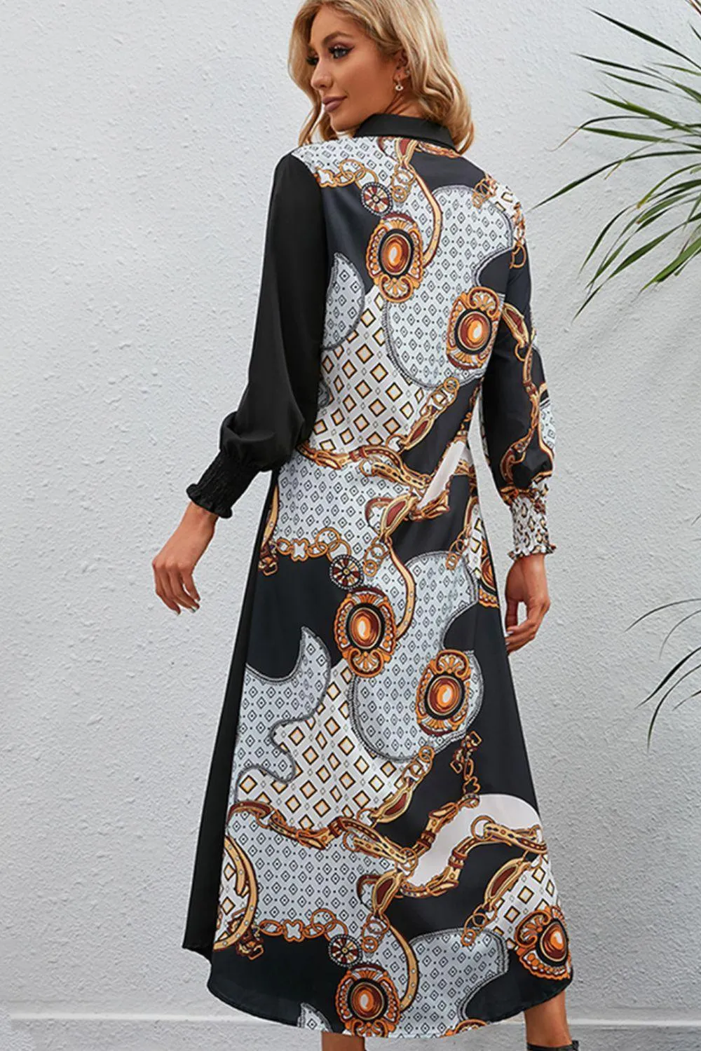 Fabulous Piece Long Sleeve Collared Midi Dress