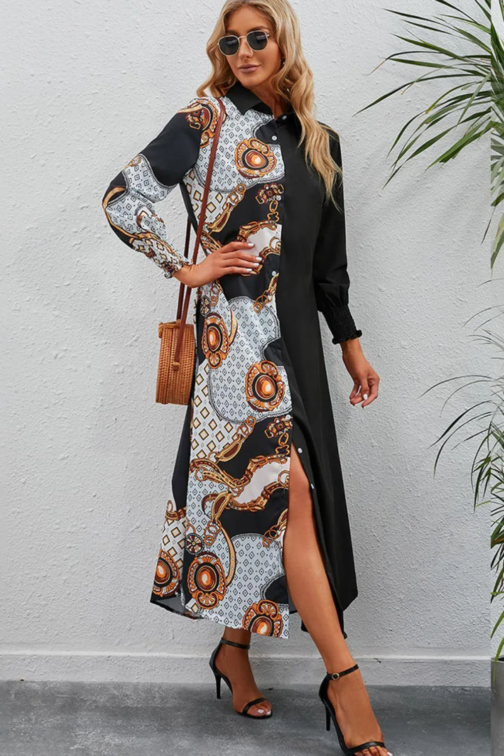 Fabulous Piece Long Sleeve Collared Midi Dress