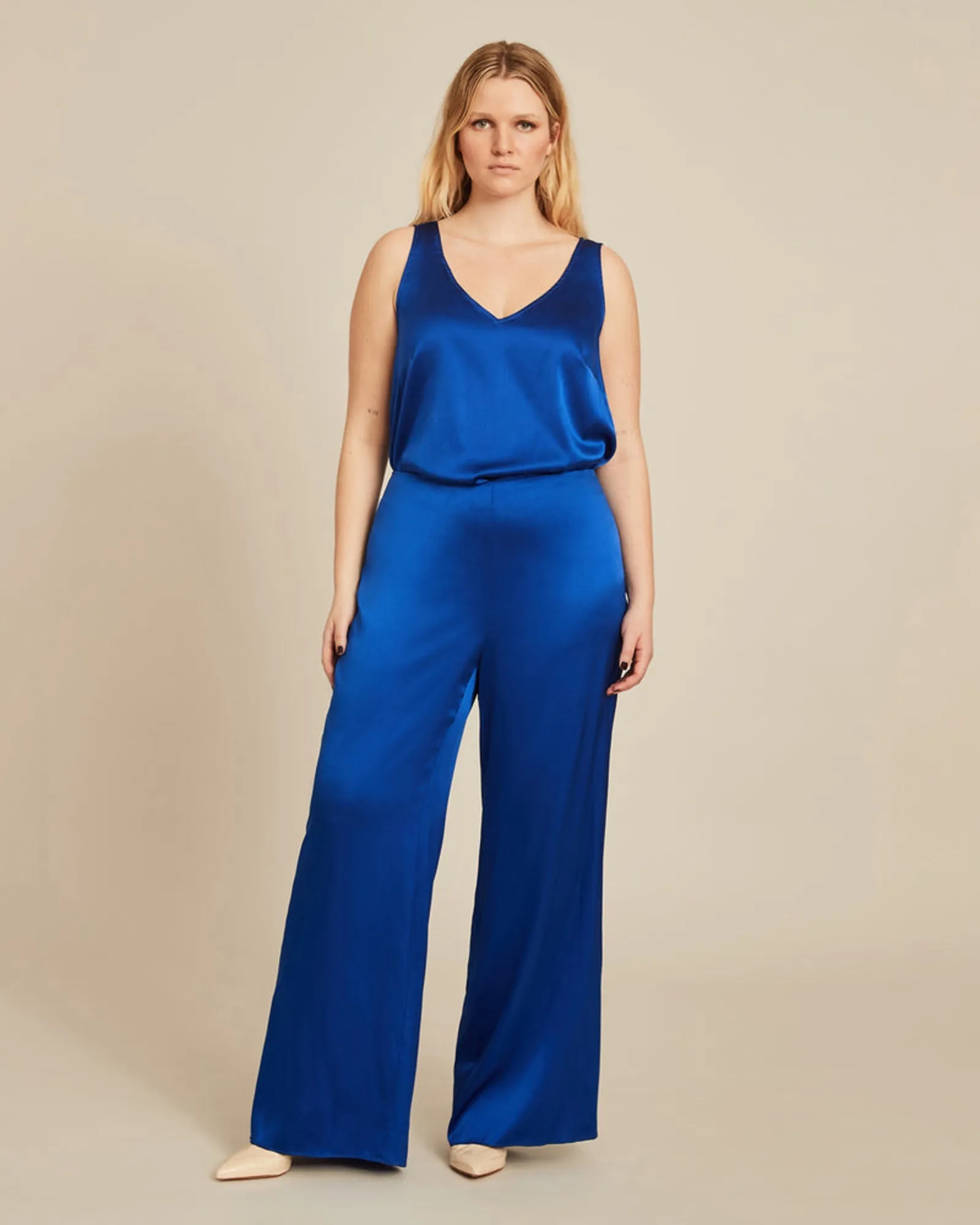 Gia V-Neck Silk Shell | Royal Blue
