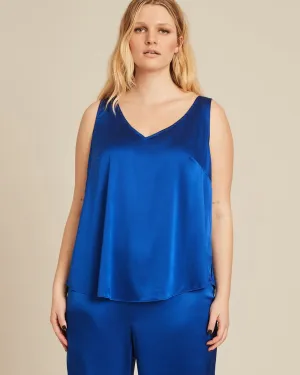 Gia V-Neck Silk Shell | Royal Blue