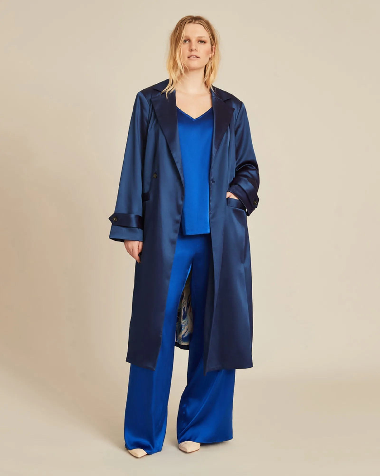 Gia V-Neck Silk Shell | Royal Blue