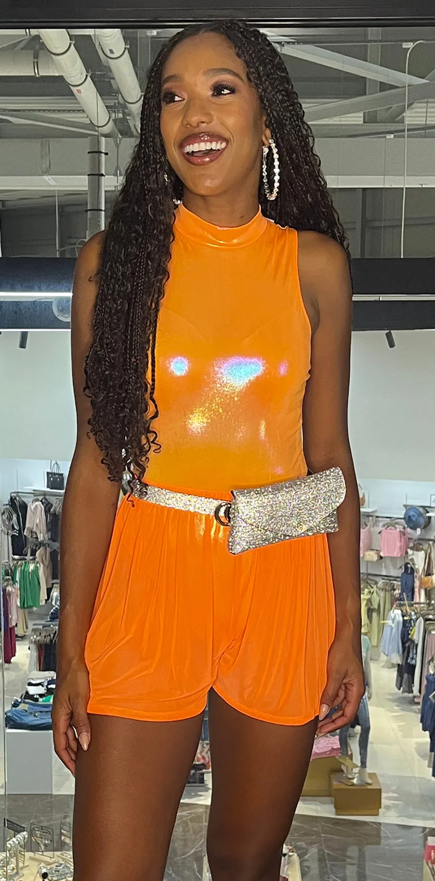 Glossy Orange Bodysuit