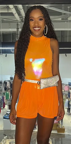 Glossy Orange Bodysuit