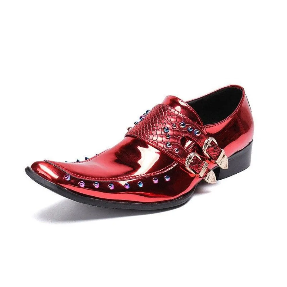 Men's Genuine Leather Red Oxfords Shoes