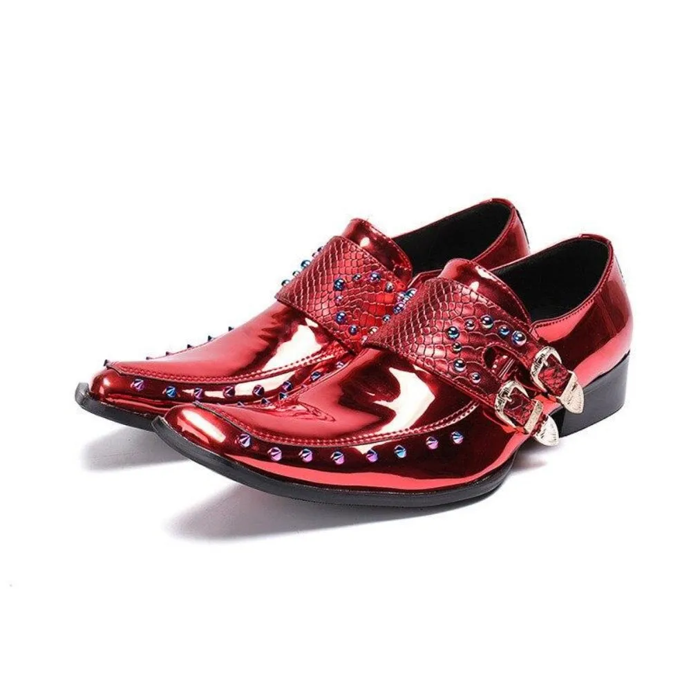 Men's Genuine Leather Red Oxfords Shoes