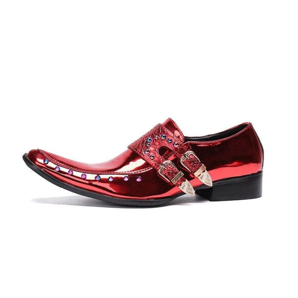 Men's Genuine Leather Red Oxfords Shoes