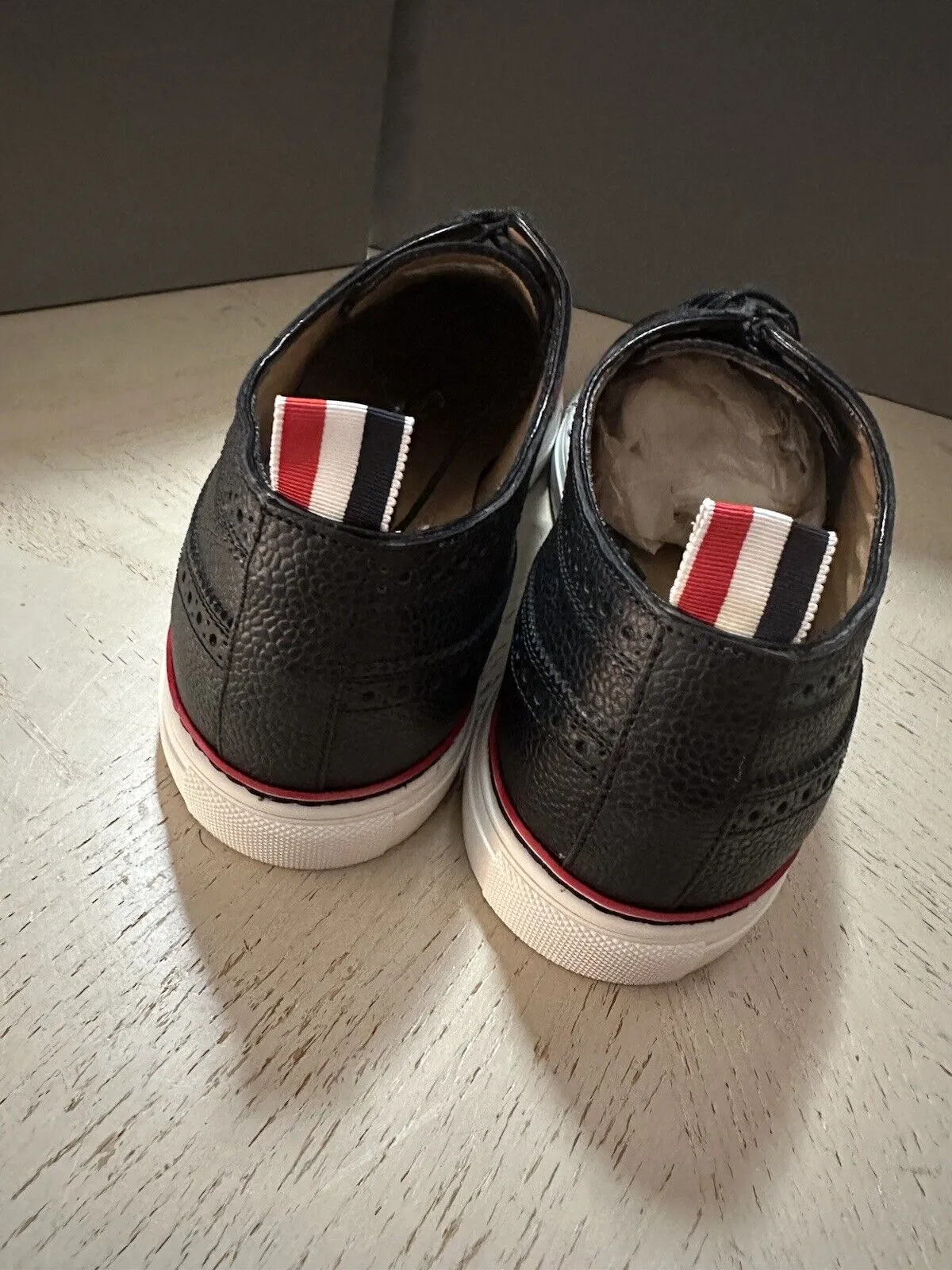 NIB Thom Browne Men Leather Wingtip Oxford Brogues Sneakers Black 12 US/45 EU