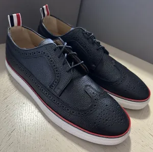 NIB Thom Browne Men Leather Wingtip Oxford Brogues Sneakers Black 9 US/42 EU