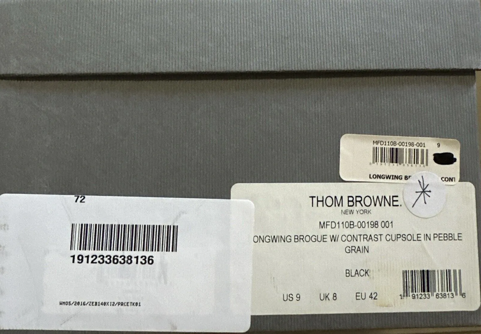 NIB Thom Browne Men Leather Wingtip Oxford Brogues Sneakers Black 9 US/42 EU