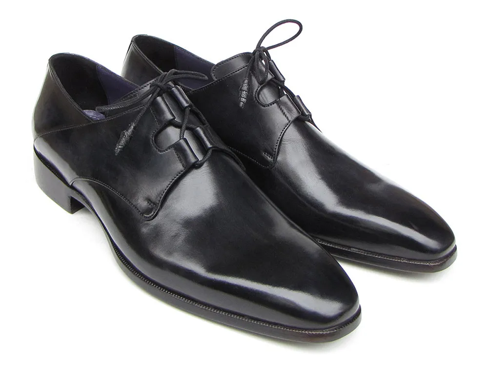 Paul Parkman Men's Ghillie Lacing Plain Toe Black Shoes (Id#076)