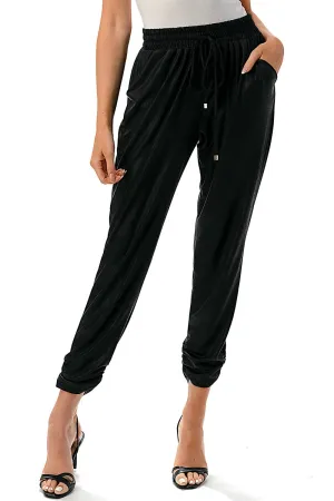Pleather Ruched Bottom Jogger Pant
