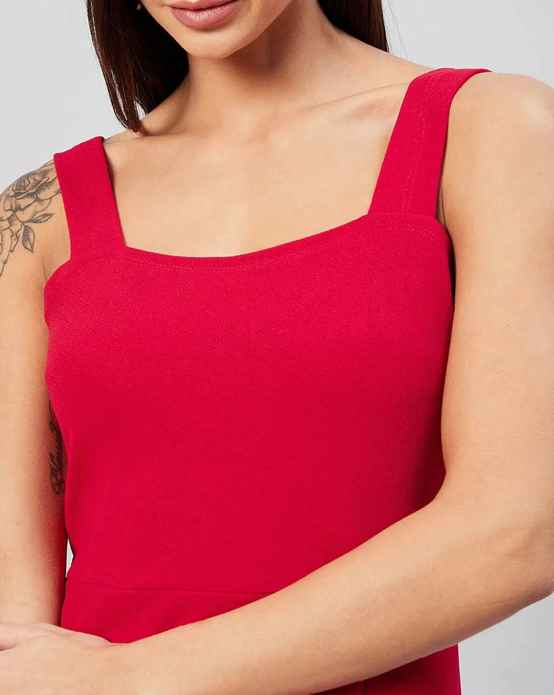 Red Ruched Bodycon Mini Dress