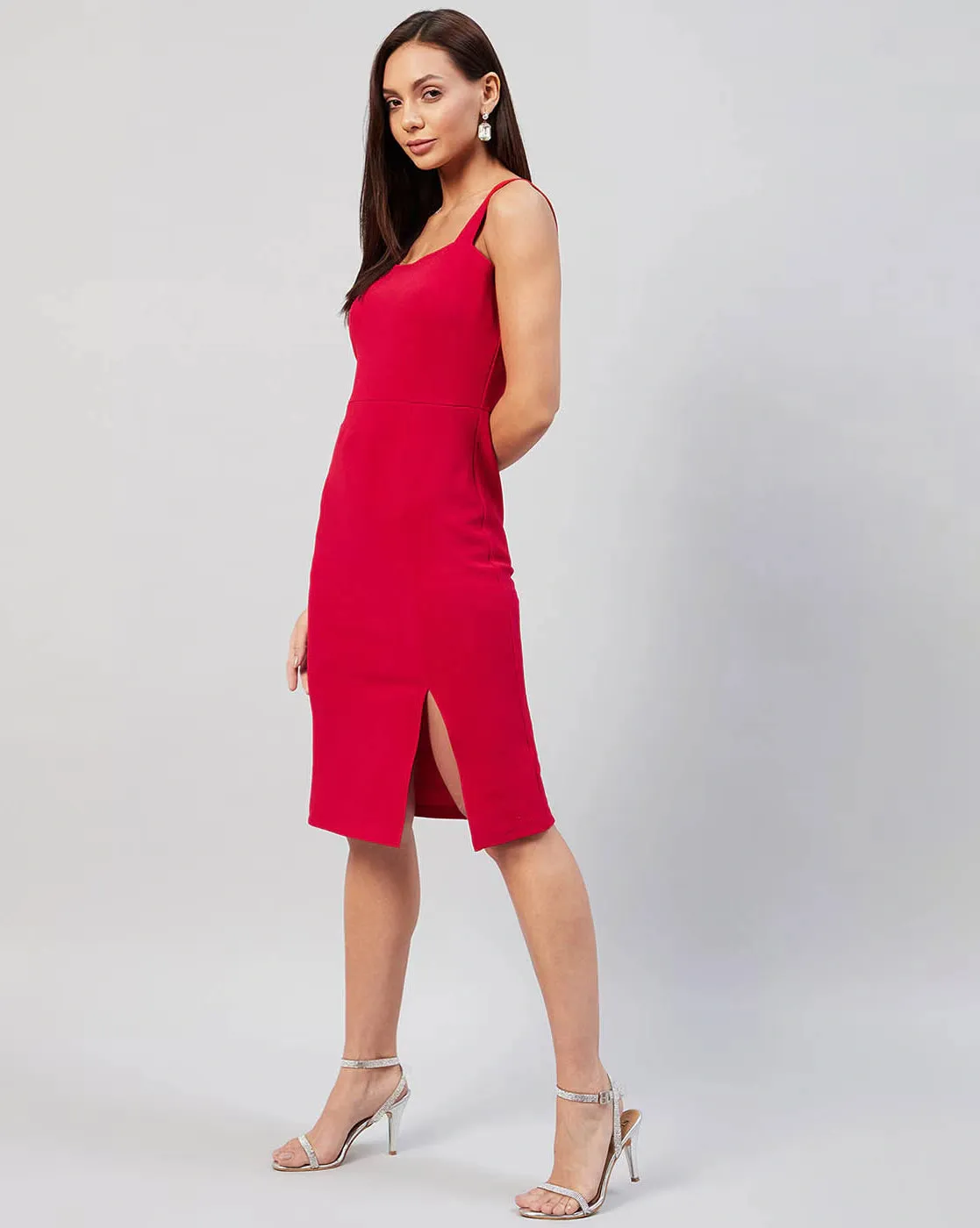 Red Ruched Bodycon Mini Dress