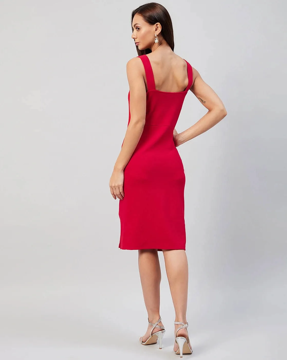 Red Ruched Bodycon Mini Dress