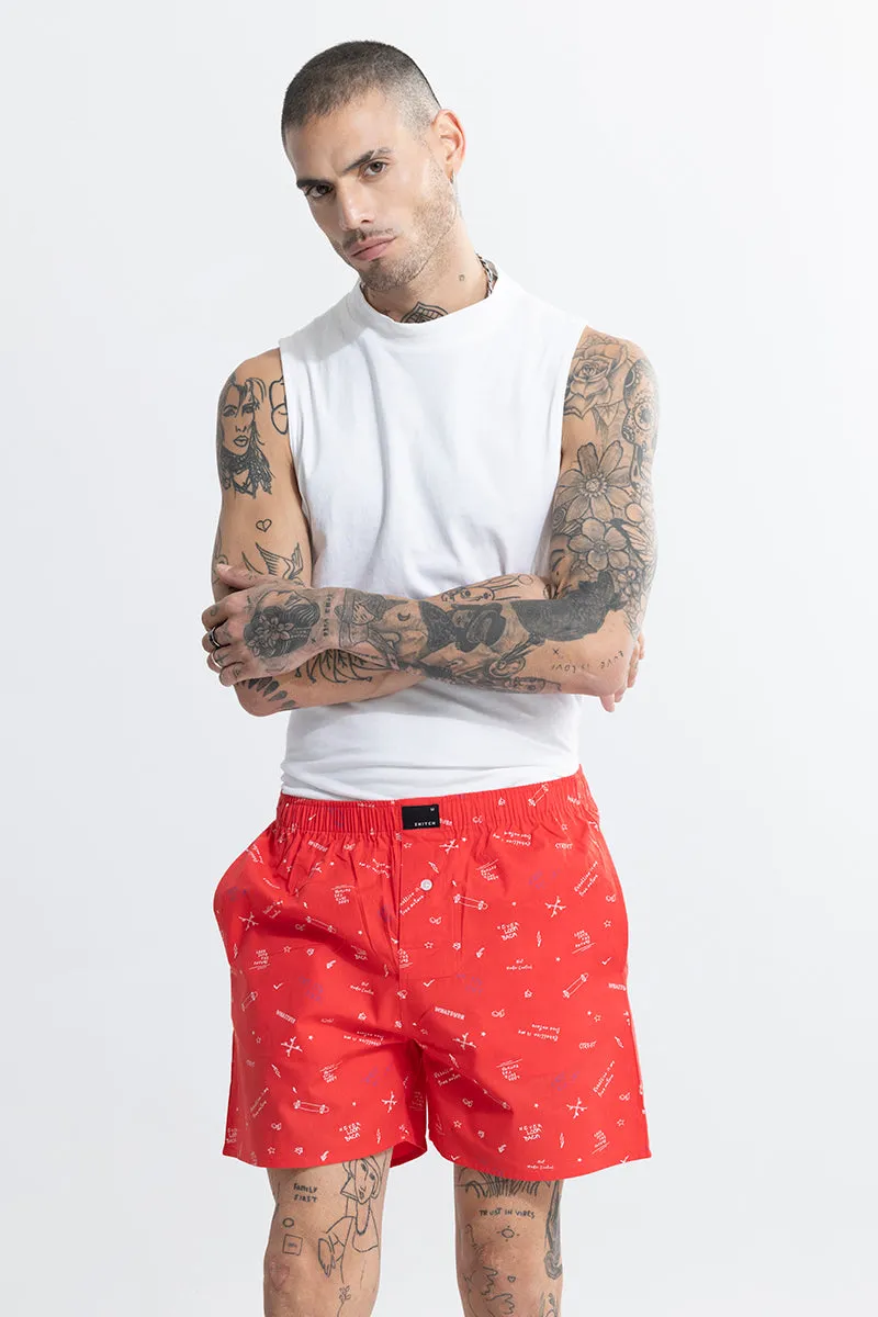 Skate All Day Red Boxer