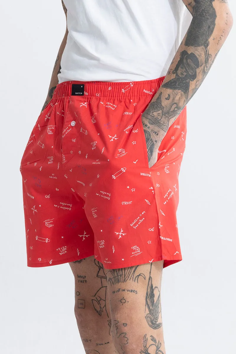 Skate All Day Red Boxer