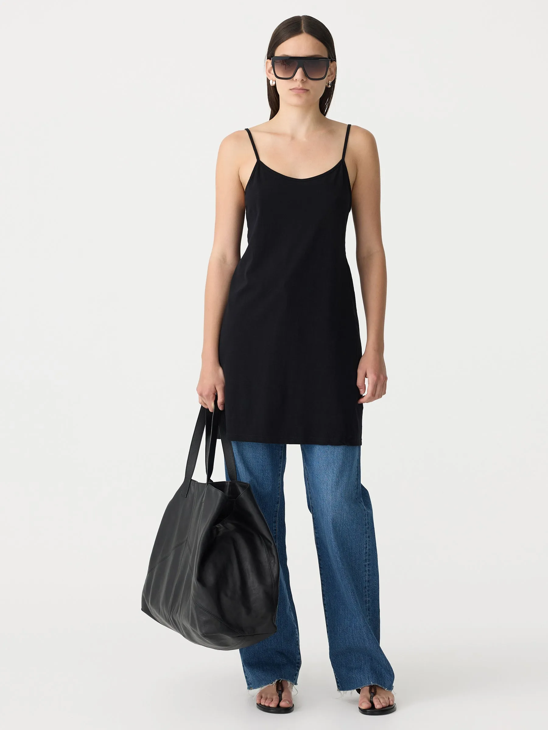 Slip Boxy Mini Tank Dress Black