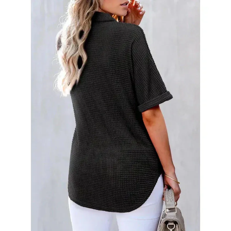 Summer Sale - 50% OffWomen's Lapel Loose Short Sleeve Top