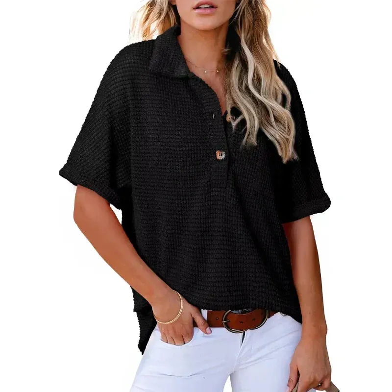 Summer Sale - 50% OffWomen's Lapel Loose Short Sleeve Top