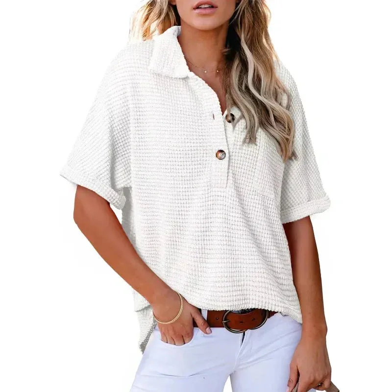 Summer Sale - 50% OffWomen's Lapel Loose Short Sleeve Top