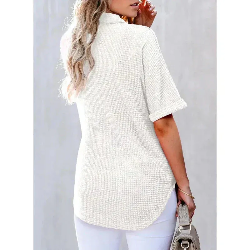 Summer Sale - 50% OffWomen's Lapel Loose Short Sleeve Top