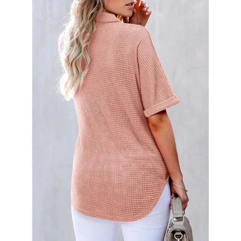 Summer Sale - 50% OffWomen's Lapel Loose Short Sleeve Top