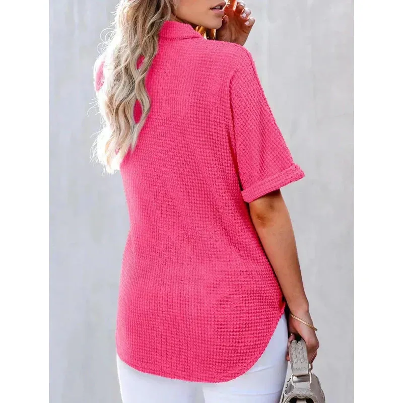 Summer Sale - 50% OffWomen's Lapel Loose Short Sleeve Top