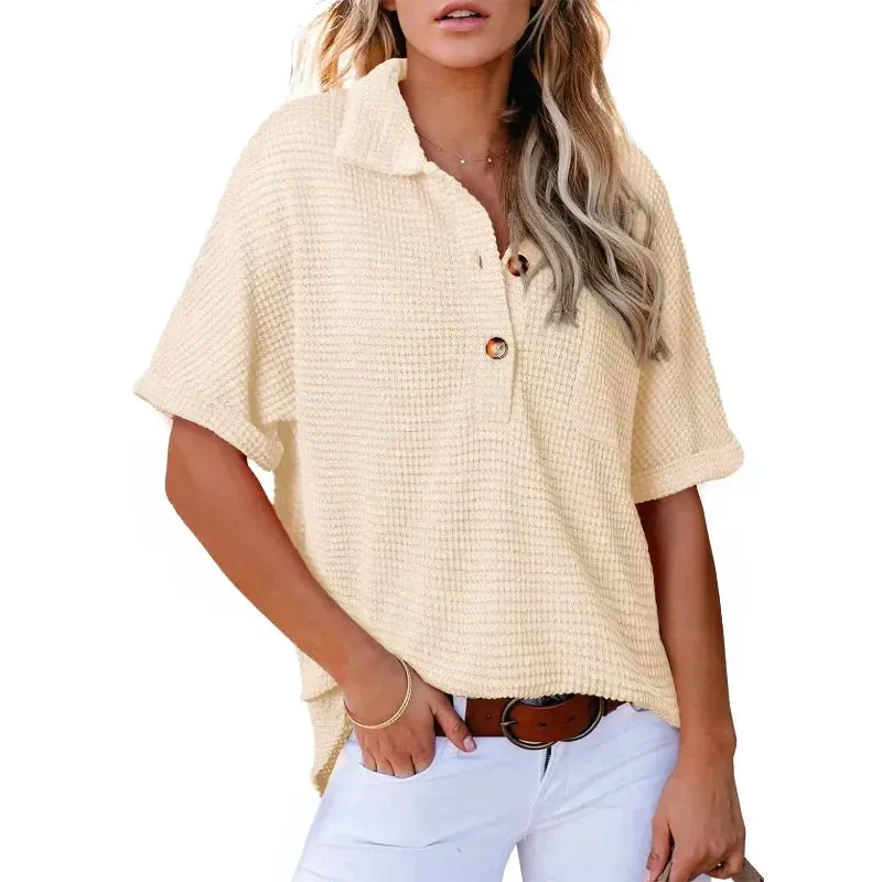 Summer Sale - 50% OffWomen's Lapel Loose Short Sleeve Top