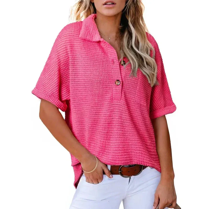 Summer Sale - 50% OffWomen's Lapel Loose Short Sleeve Top