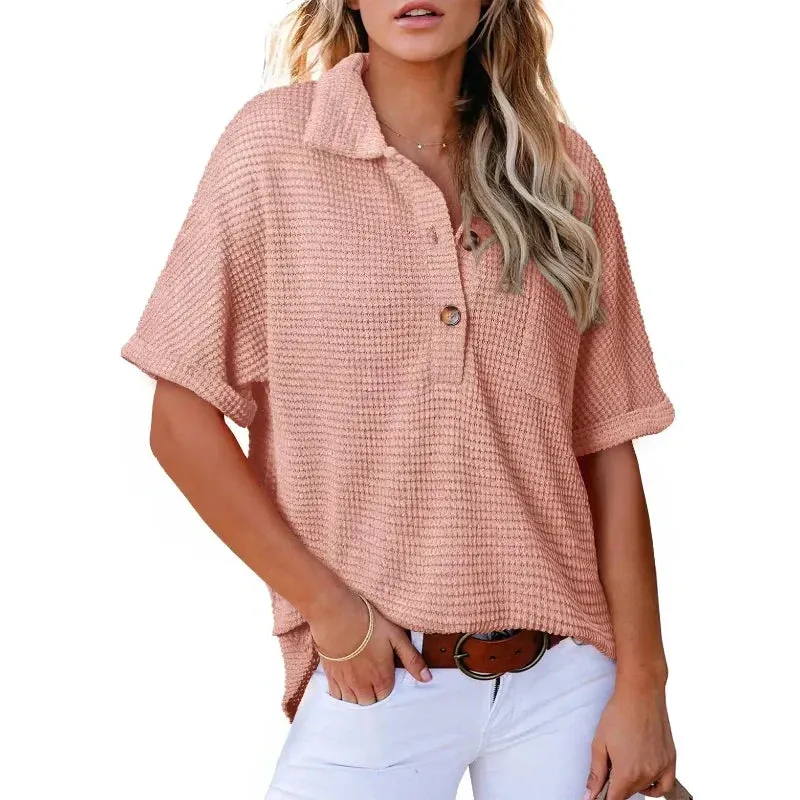 Summer Sale - 50% OffWomen's Lapel Loose Short Sleeve Top