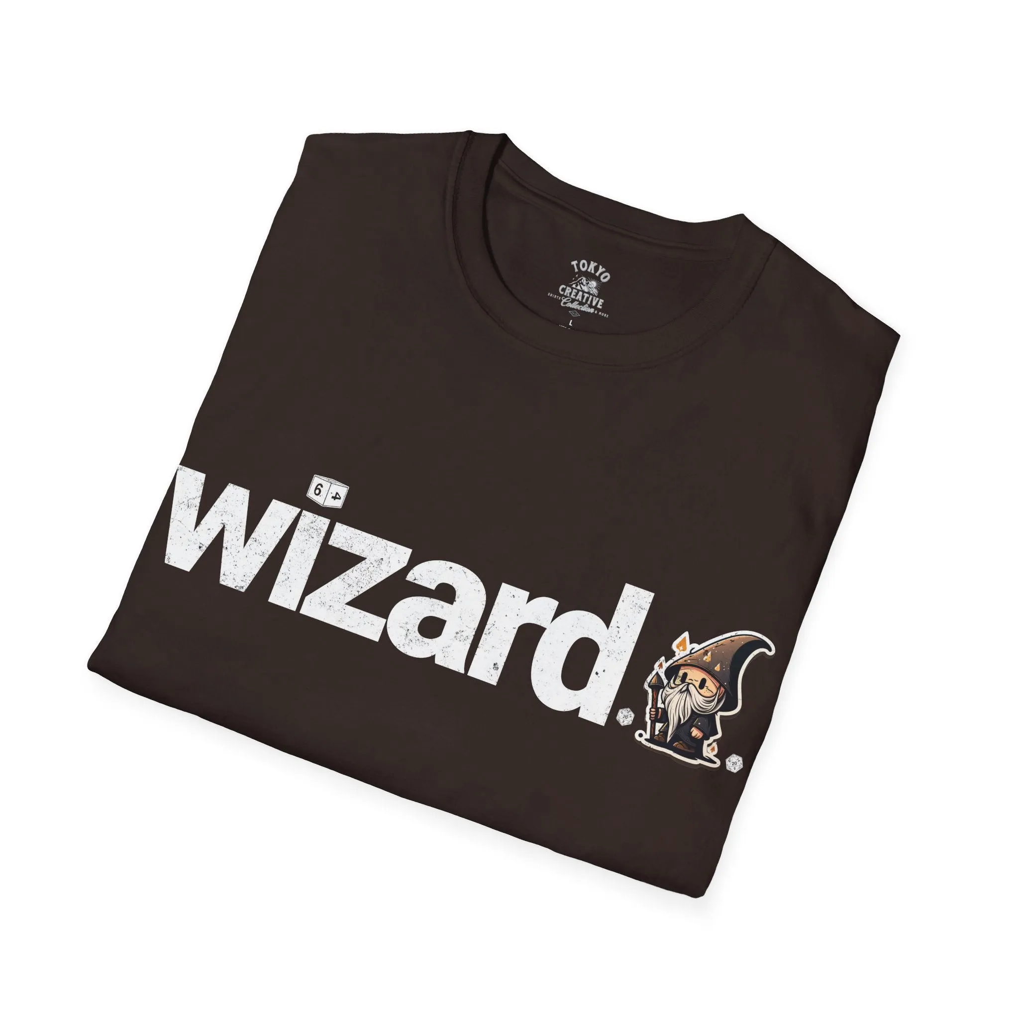 Wizard Tee with Chibi Wizard & D6 Design - Cute RPG Shirt for Magic Lovers