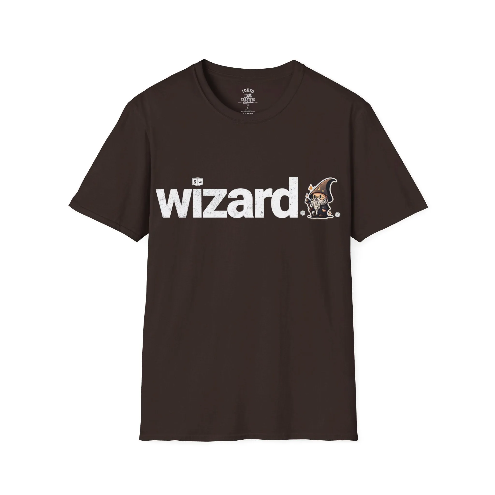 Wizard Tee with Chibi Wizard & D6 Design - Cute RPG Shirt for Magic Lovers