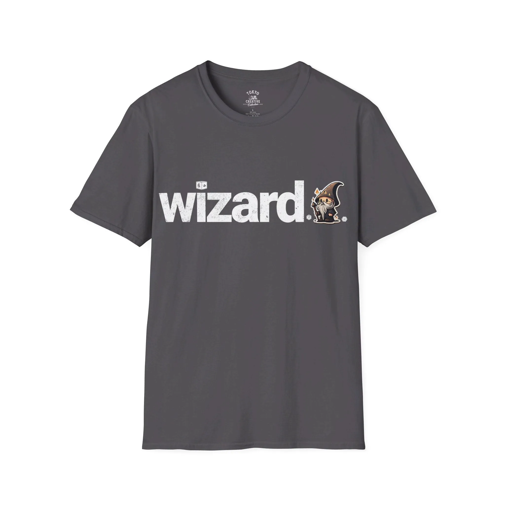 Wizard Tee with Chibi Wizard & D6 Design - Cute RPG Shirt for Magic Lovers