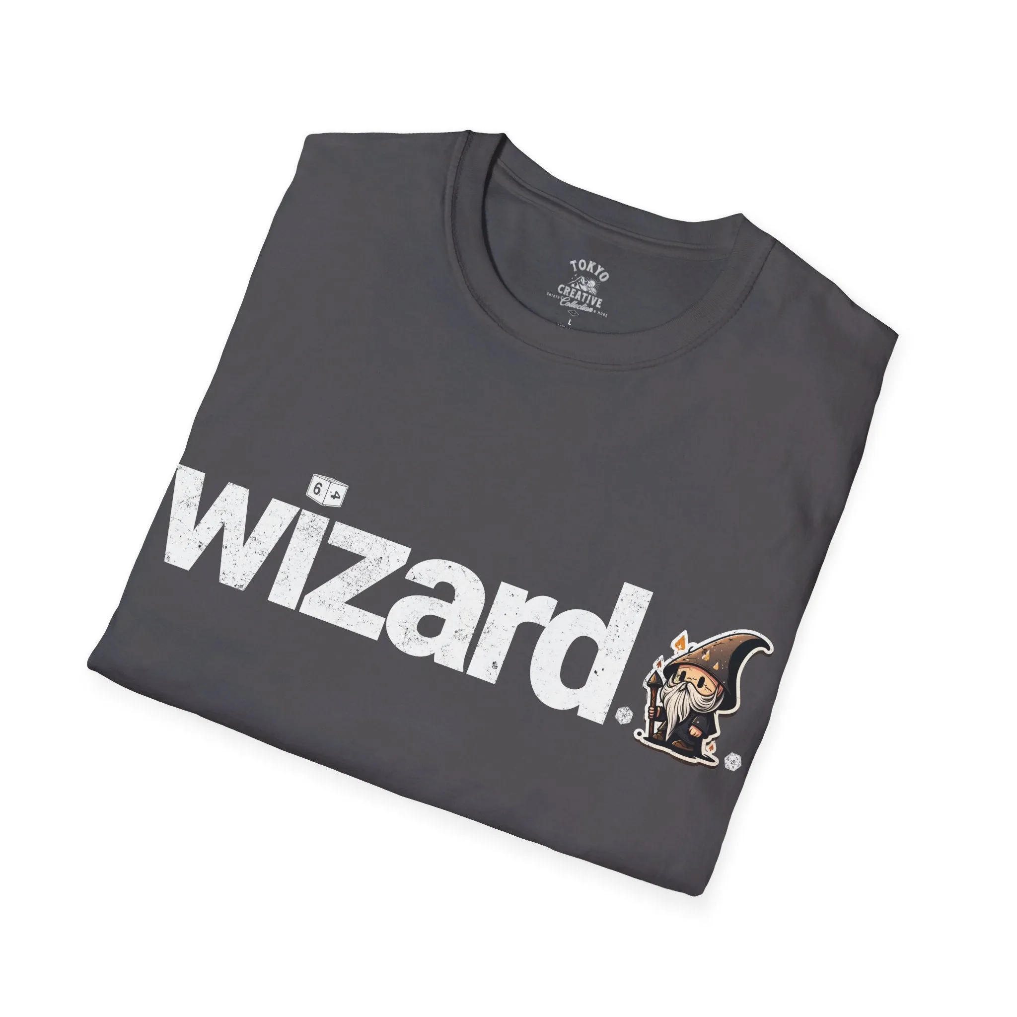 Wizard Tee with Chibi Wizard & D6 Design - Cute RPG Shirt for Magic Lovers
