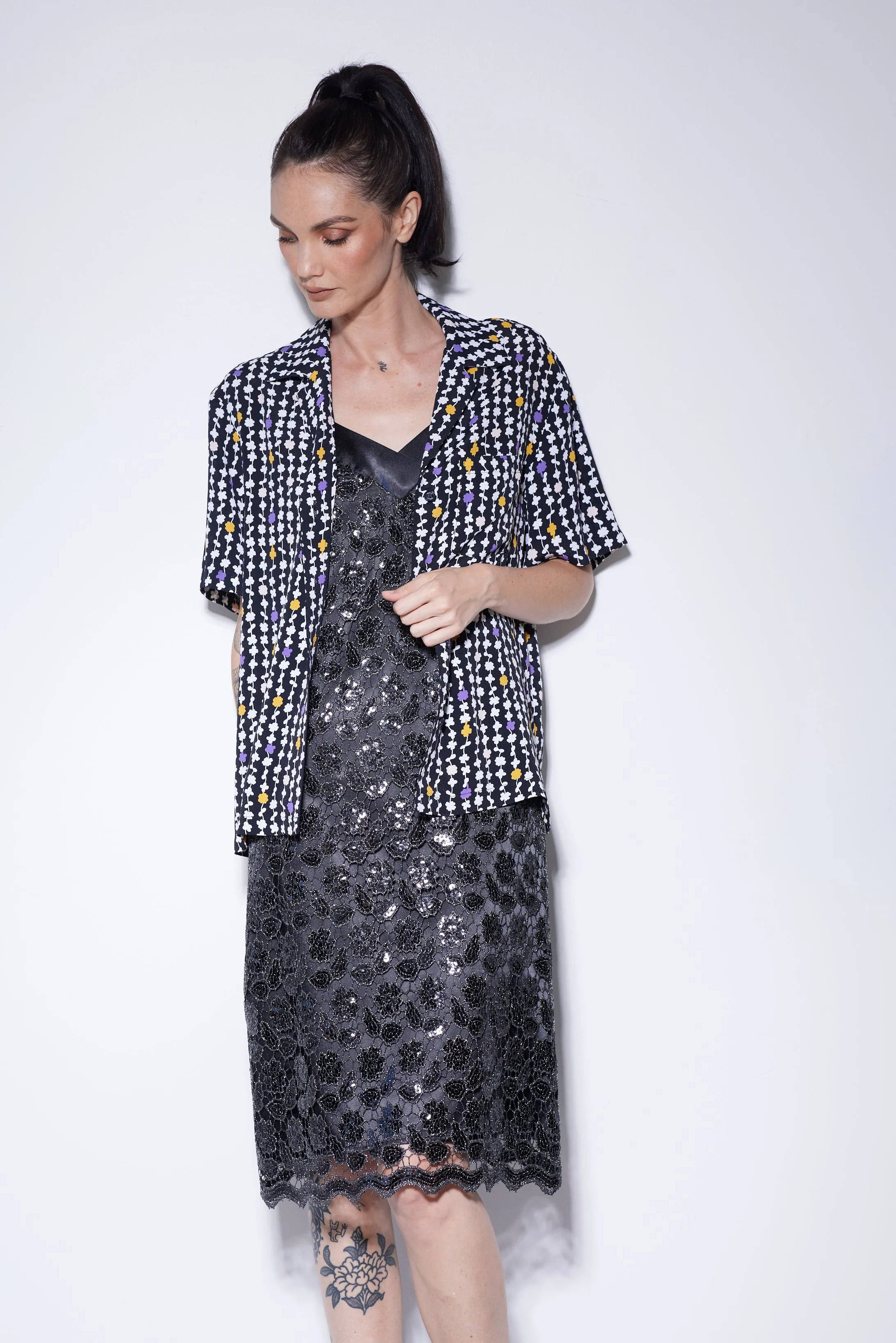 WORLD 5070 Confetti Dress Charcoal