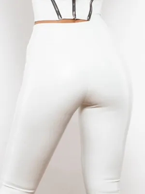 ZASUWA Female Glossy Faux Leather High-rise Leggings